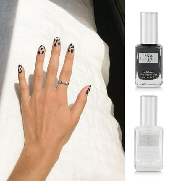 Play with Colors (Cow Print) Natural Nail Polish-Non-Toxic Nail Art, Vegan and Cruelty-Free Nail Paint (Colors Used: Vinyl, Gel Finish Top Coat) - Play with Colors (Cow Print) Natural Nail Polish-Non-Toxic Nail Art, Vegan and Cruelty-Free Nail Paint (Colors Used: Vinyl, Gel Finish Top Coat) -