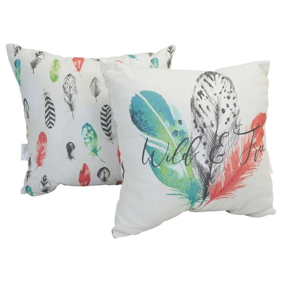 Blazing Needles CO-JO18-DS-04-S2 Spun Polyester Outdoor Throw Pillows, Wild & Free - Set of 2