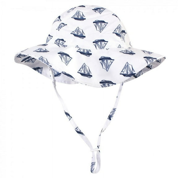 Hudson Baby Infant and Toddler Boy Sun Protection Hat, Blue Sailboat, 0-6 Months