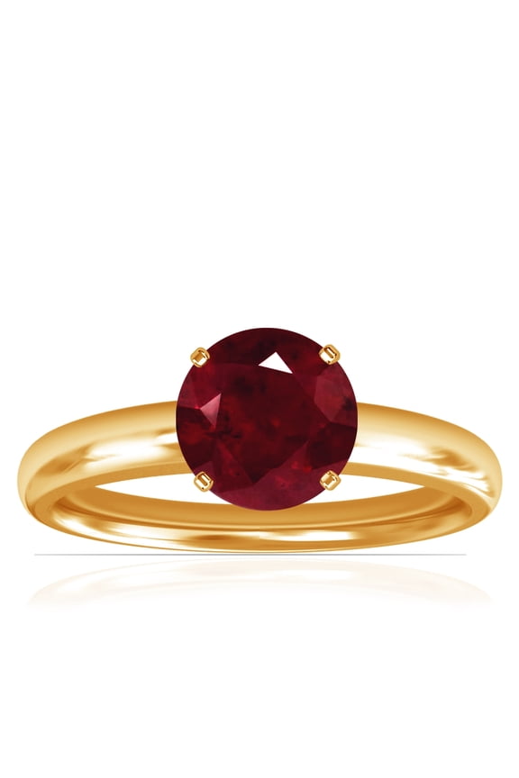 July Birthstone - Traditional Round Ruby Solitaire Ring (Grade - AA | 1.05cts.)