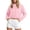 Pink, variant on Women's Cropped Hoodies Fleece Long Sleeve Pullover Hooded Sweatshirts Fall Casual Loose Hoodies with Kangaroo Pocket, S