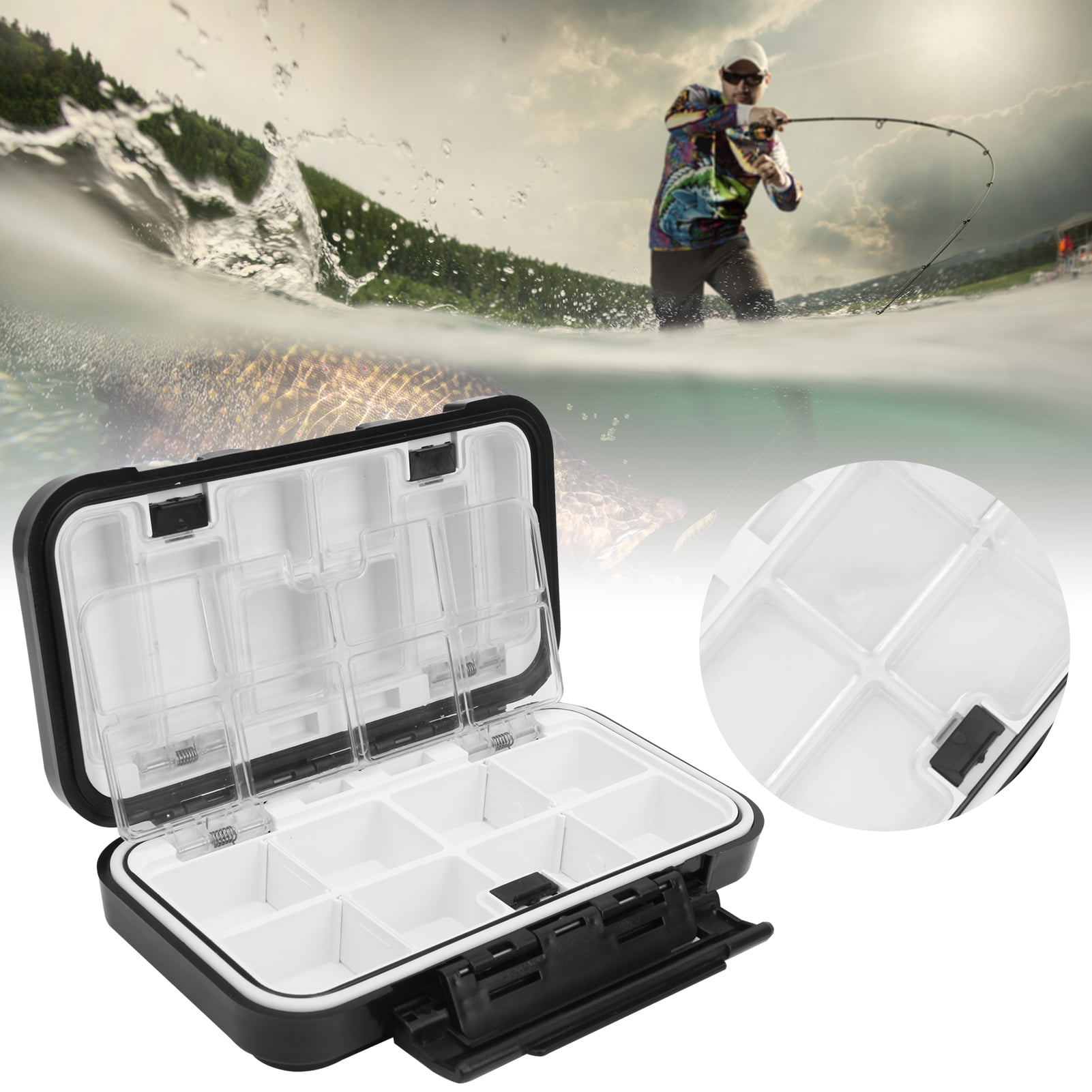 2Pcs Portable Waterproof Fishing Bait Case ABS Rubber Wearproof Storage Box New