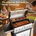 thumbnail image 3 of 6-Burner Propane Gas Grill with 60000 BTU, Heavy Duty Cast Iron Cooking Grates Stainless Steel Warming Rack and Side Tables, BBQ Grill for Outdoor Backyard Cooking and Patio Parties, Black, 3 of 9