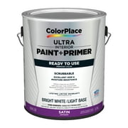ColorPlace Ultra Interior Paint & Primer, Satin, Bright White/Light Base, 1 Gallon