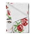 thumbnail image 2 of Flower Soft Flannel Fleece Blanket, Hand Drawn Lady with Roses on Her Hair Floral Ornamentals Natural Artwork Theme, Cozy Plush for Indoor and Outdoor Use, 70" x 90", Green Red Tan, by Ambesonne, 2 of 5