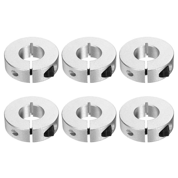Uxcell 6 Pcs Single Split Clamp-On Shaft Collar 0.71 inch Bore One-Piece Clamping Collar Aluminum Alloy