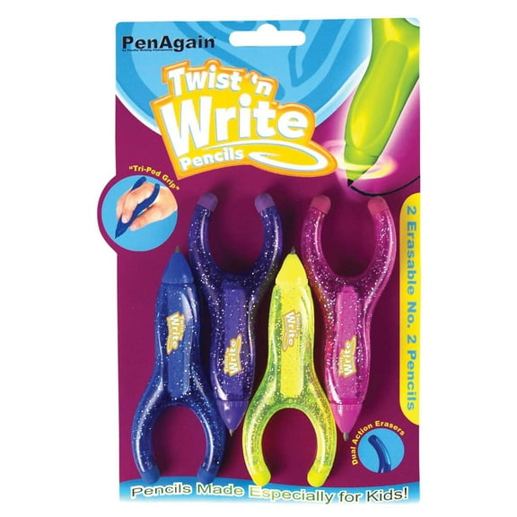 Baumgartens Twist 'n Write Pencil, No. 2, Assorted Colors, 4-Count
