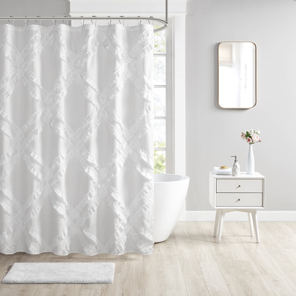 Home Essence Apartment Elia Tufted Diamond Ruffle Shower Curtain