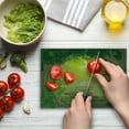 thumbnail image 4 of Forest Cutting Board, Pathway with Trees and Ferns, Decorative Tempered Glass Cutting and Serving Board, Small Size, Fern Green Yellow, by Ambesonne, 4 of 5