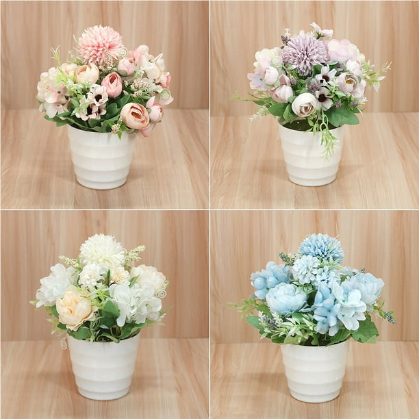 SPRING PARK Artificial Flower Rose Peony Flowers Bonsai Plant Fake