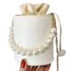 thumbnail image 1 of Cartera de piel sintética blanca para citas nocturnas con cierre de cordón, estilo retro chic, con cadena de perlas, 1 of 8