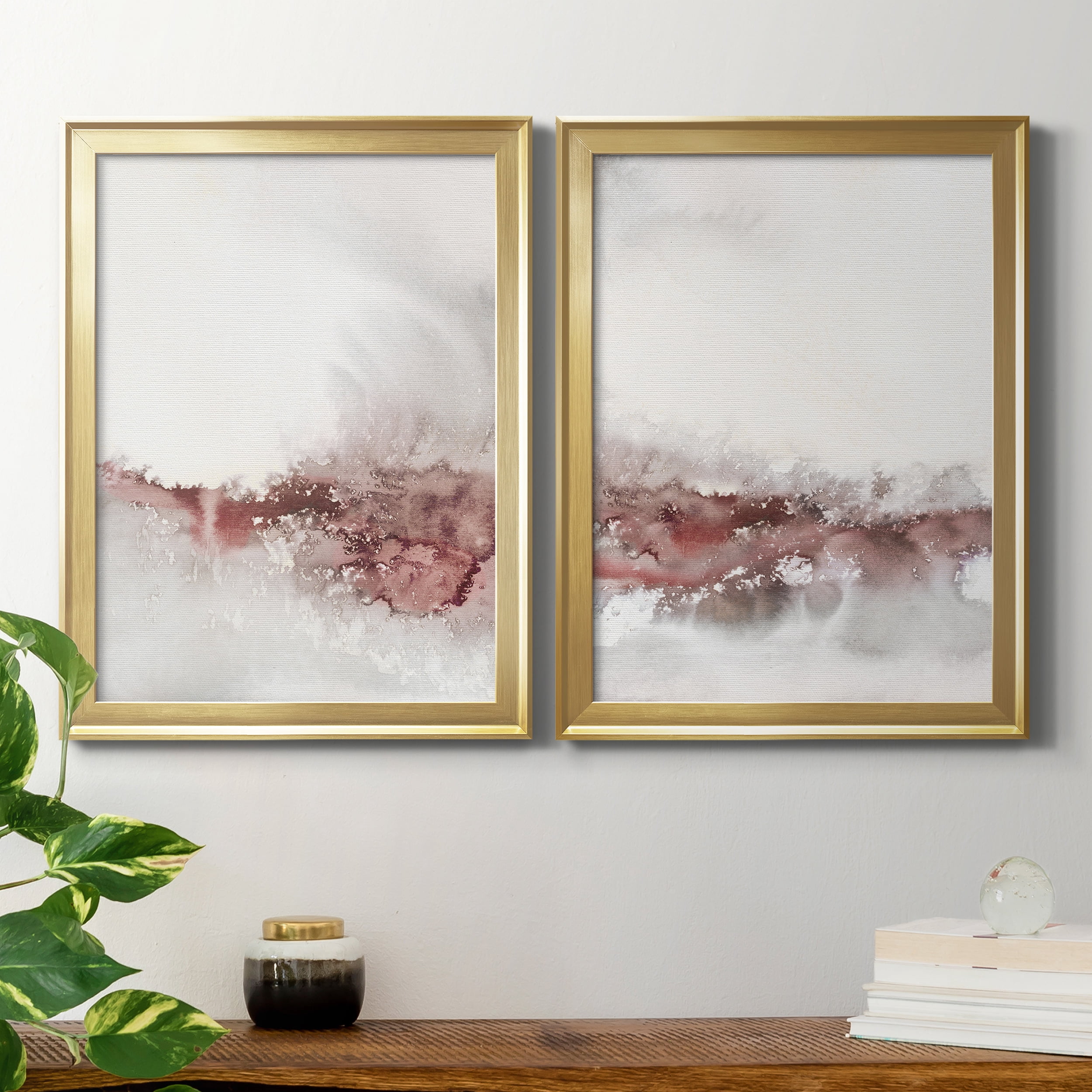 2 Piece Set Soft Waves I Premium Framed Canvas - Ready to Hang - 22.5 x 30.5 Each - Gold Frame