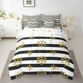 thumbnail image 2 of Manfei Merry Christmas 7 Pieces Bedding Comforter Set for Teensfemale Men,Golden Xmas Snowflake Full Bedding Set Lightweight,Geometric Stripes Fitted Sheet Flat Sheet,Breathable Home Decor, 2 of 8