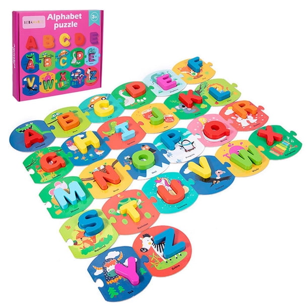 Alfabeto De Madera Número Tarjetas De Emparejamiento Bebé Preescolar Aprendizaje Juguetes Educativos Scienceny FN006164-00