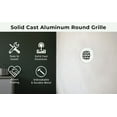 thumbnail image 4 of Achtek 4" Duct opening Solid Cast Aluminum Round Grille ( 5-1/2" Round Overall) | Powder Coated BLACK- With Holes For Wall / Ceiling, 4 of 11