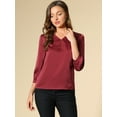 thumbnail image 2 of INSPIRE CHIC Blouse en Satin pour Femme Décontractée Unie à Manches Longues à Col en V Haut Chemises, 2 of 6