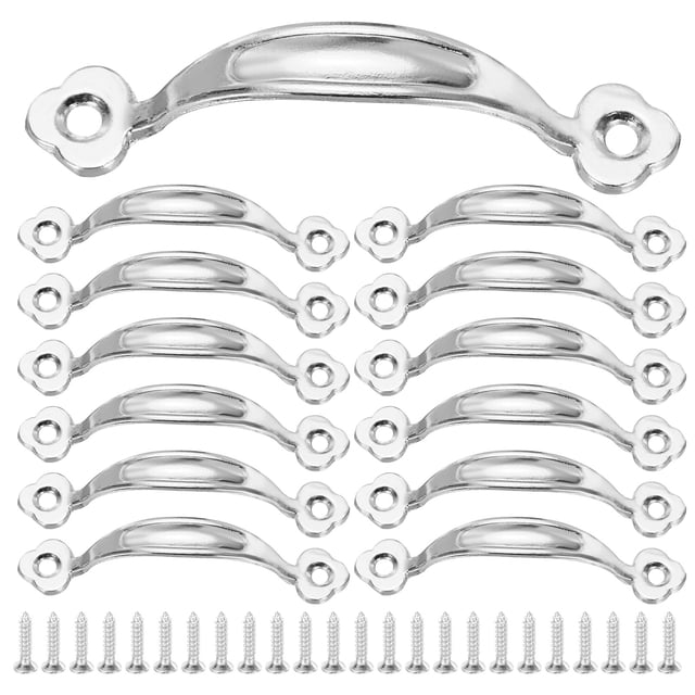 Uxcell 12Pcs Mini Manijas Decorativas, 3.1" Tiradores Mini Vintage de Metal para Joyería, Tiradores de Caja de Aleación de Zinc, Plateado