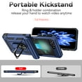 thumbnail image 2 of Dteck for Samsung Galaxy Z Flip 7 FE / Z Flip 6 Case with Ring Holder Kickstand, Hinge Protection Heavy Duty Shockproof Rugged Protective Phone Cover,Blue, 2 of 9