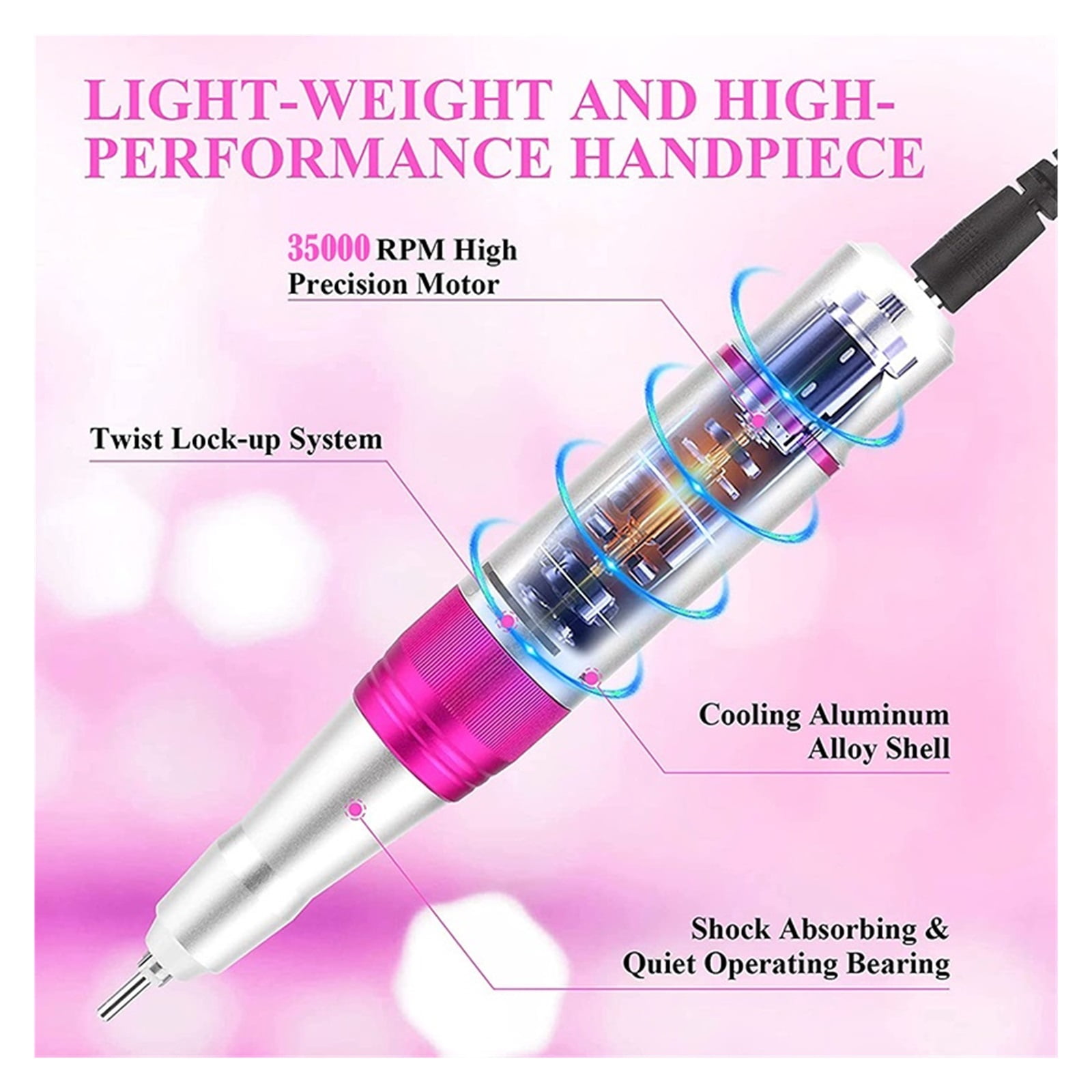 35000RPM Nail Drill Machine, Professional Electric Manicure Machine, Milling Cutters Nail, Art Electric Nail File Sets For Manicure ,Low Noise