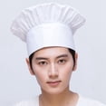 thumbnail image 2 of Gorro de Chef, Juego de 2 Paquetes, Gorro de Chef de Cocina elástico Ajustable para Adultos, Gorro de Chef de Cocina, Gorro de Seta Blanco, 2 of 5