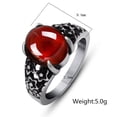thumbnail image 3 of PAMTIER Unisex Classic Vintage Stainless Steel Carved Flower Pattern Oval Garnet Gemstone Ring Gothic Dragon Claw Red Size 11, 3 of 6