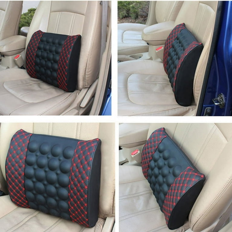 Car Electric Health Massage Cushion Red Wine Electric Lumbar - White Line  12V Car Back And Neck Massager Support Cushion Electric Car Massage Pillow