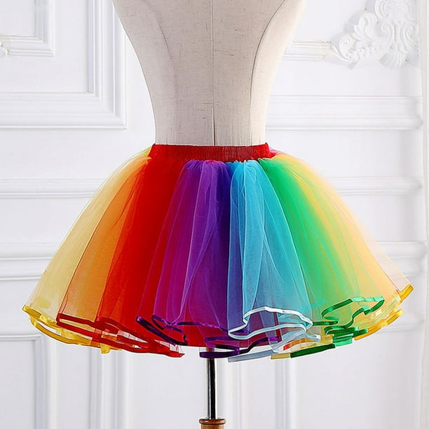 Vestido de tul de media longitud con arcoíris, malla para