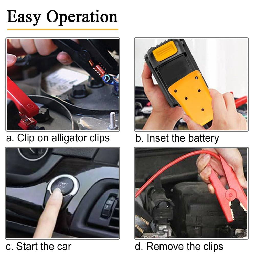 Jumper Cables with Adapter Compatible with De walt 20V Battery, 5.9FT 8AWG Portable Battery De walt Jumper Starter Automotive Booster Cables Power for Car Jump Starting Using Tool