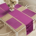 thumbnail image 2 of Ambesonne Magenta Table Runner & Placemats, Traditional Circles, Placemat 4 pcs + Runner 14"x72", Magenta and Eggplant, 2 of 2