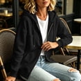 thumbnail image 5 of Edvintorg Women's Jackets Loose Zip up Long Sleeve Coat Fall Winter Casual Hooded Outerwear with Pocket Women's Clothes S-2XL Black, 5 of 9