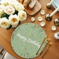 thumbnail image 2 of Happy Birthday Round 13 Inch Placemats Set of 8, Sage Green Modern Abstract Art HeatResistant Non Slip Place Mats for Dining Table, Wipeable Braided Kitchen Table Mats for Housewarming, 2 of 9