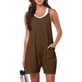 thumbnail image 2 of ANRABESS Summer Jumpsuits for Women 2026 Casual Adjustable Spaghetti Strap Rompers for Women Outfits Sleeveless Loose Shorts Overalls with Pockets Coffee L, 2 of 9