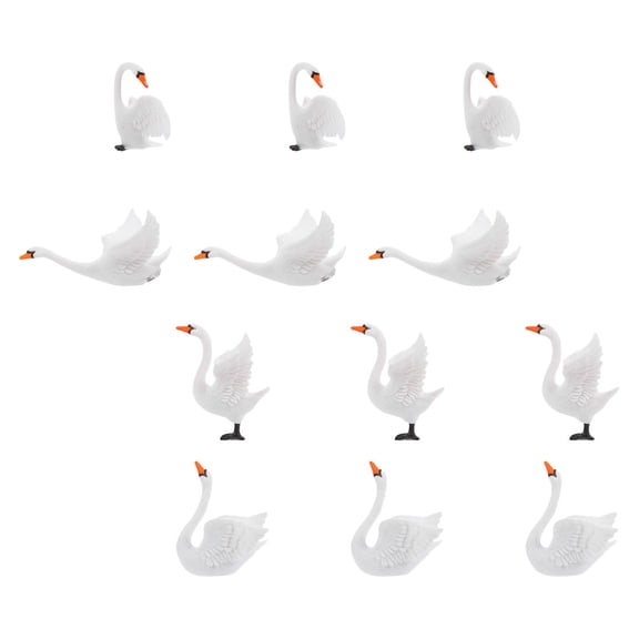 OUNONA Adorable Swan Figurines Set of DIY Terrarium Ornaments White Plastic Decorative Statues