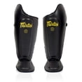 thumbnail image 1 of Espinilleras Fairtex SP8 Muay Thai Syntek de piel negra, 1 of 5