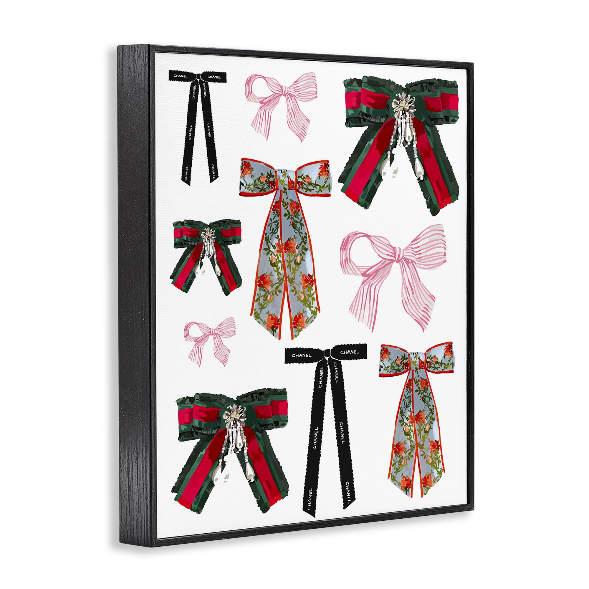 Stupell Industries Patterned Fashion Ribbons Beauty & Fashion Painting Black Framed Art Print Wall Art, 24 x 30