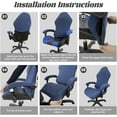 thumbnail image 4 of LKJYER Office Chair Cover with Armrest Covers, Gaming Computer Office Chair Seat Cover Slipcovers Stretchable Removable Universal Ergonomic Rotating Armchair Covers Thick High Back Office Seat Cover, 4 of 7