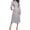 Gray, variant on Zhi Women's Long Sleeve Striped Midi Loungewear Dress - Patterned, Belted Style, Casual Daily & Home Wear,Gray