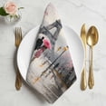 thumbnail image 2 of Valentine's Day Cloth Napkins Set of 6 Rainy Couple under Pink Umbrella Paris Eiffel Tower Pink Trees Soft Washable Square Dinner Napkins for Party Wedding Restaurant Hotel Cocktail 20x20 Inch, 2 of 9