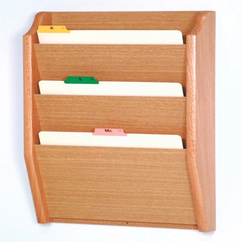 Wooden Mallet 3 Pocket Legal Size Wall File Holder in Light Oak