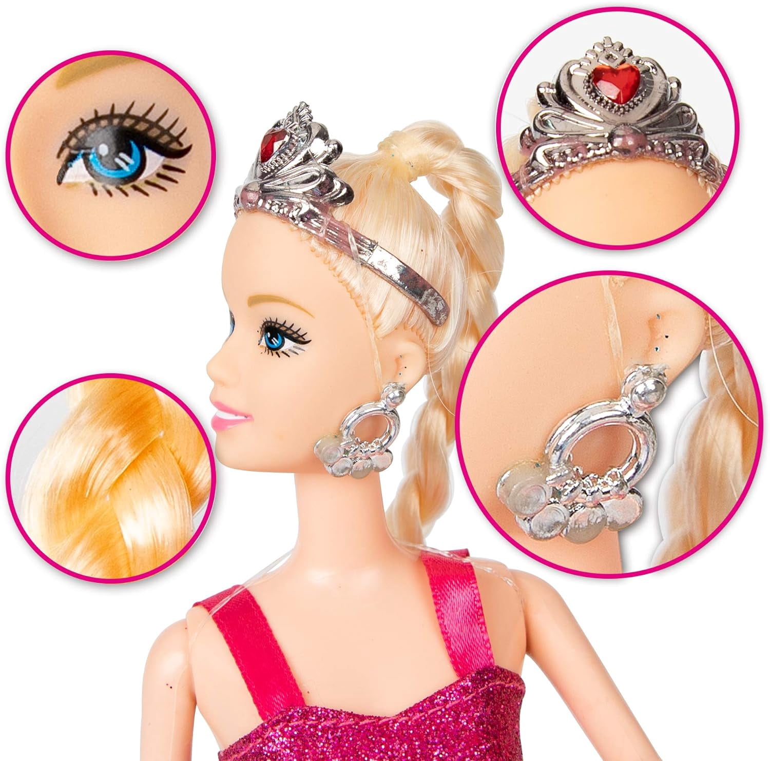 Yellow River Mermaid Princess Doll Set with Doll Clothes and Dolphin, Pink