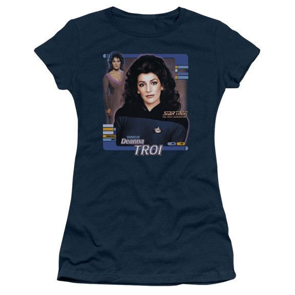 Star Trek Deanna Troi Junior Women's Sheer T-Shirt Navy
