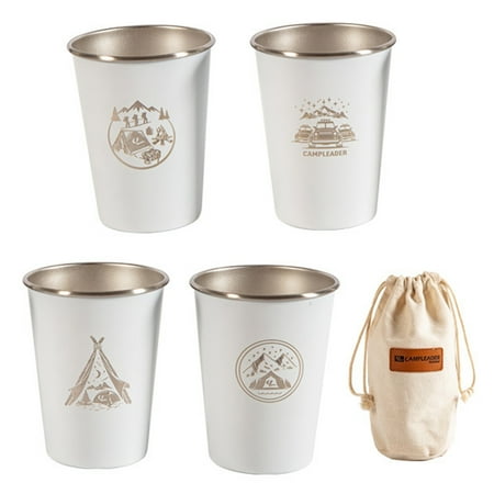 

ANAJOY New Arrivals 4pcs 350ml Water Mugs Outdoor Camping With Storage Bag Beer Cup Stainless Steel