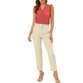 thumbnail image 3 of INSPIRE CHIC Women's Ruffled Sleeveless Pullover V- Neck Work Blouses Tops M Watermelon Red, 3 of 7