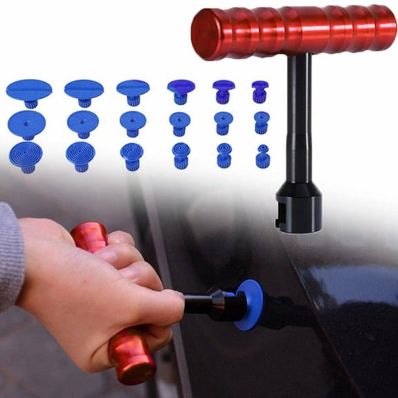 BotaniNest 18pcs Car Truck Paintless Dent Removal Tool Kit Tabs & T Bar Puller Lifter
