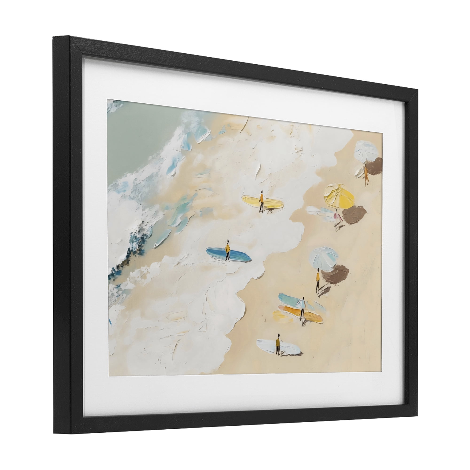 Stupell Industries Beach Surf Summer Scene Black Framed Print Under Glass, design by LSR Design Studio