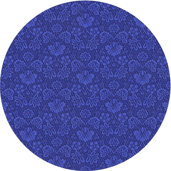 Ahgly Company Indoor Round Patterned Blue Ribbon Blue Area Rugs, 3' Round