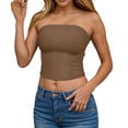 thumbnail image 5 of mgoYE Womens Tube Tops Strapless Crop Tops Basic Backless Sleeveless Going Out Spring Outfits Summer Clothes(Coffee,M), 5 of 7