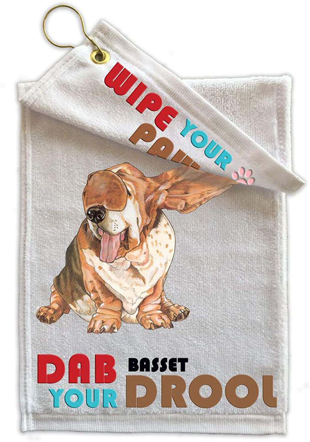 Basset Hound Dog with Flowers Kitchen Dish Towel Pet Gift