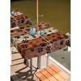 thumbnail image 6 of Burnt Orange Dog Paws Outdoor Tablecloth with Umbrella Hole, Farmhouse Vintage Modern Brown Wood Spillproof Waterproof Outdoor Table Cover, Patio Tablecloths for Party/Garden/Picnic, Square 54"x54", 6 of 9