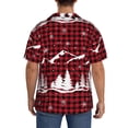 thumbnail image 5 of Naloa Christmas Tree Buffalo Plaid Men's Loose Fit Cuban Collar Short-Sleeve Shirt with Button-down and Chest Pocket for Everyday Wear Outings - 4X-Large, 5 of 7